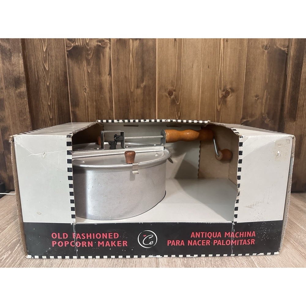 Vintage Popcorn Machine Culinary Essentials New In‎ Box Whirley Pop Style 6 Qt
